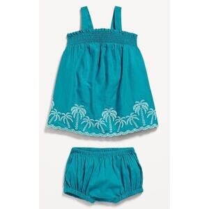 Sleeveless Smocked Embroidered Top and Bloomer Shorts Set Size 18-24 Months